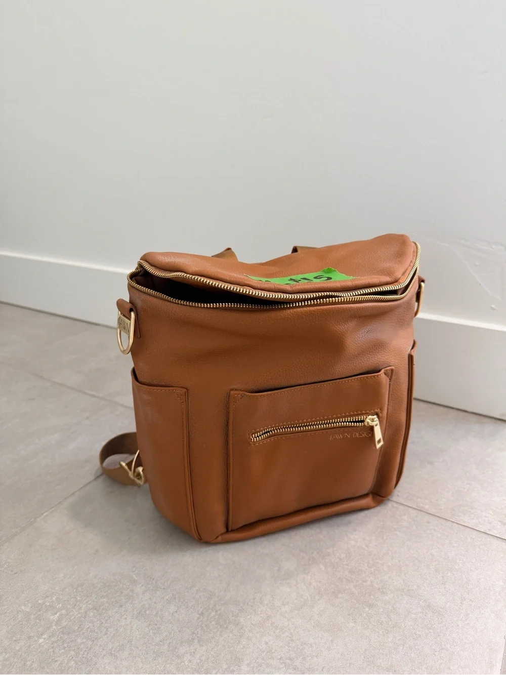 Tan Leather Crossbody Backpack Bag